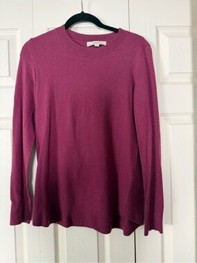 LOFT Crewneck Sweater in Deep Berry Pink